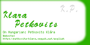 klara petkovits business card