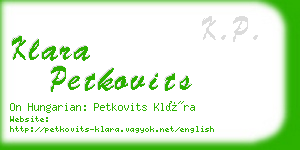 klara petkovits business card